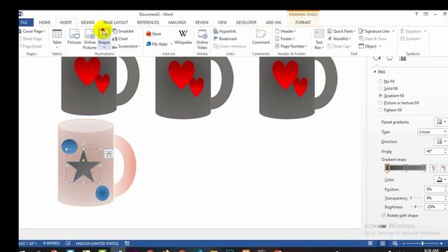Mug Design MS Word 2010 | MS Word Shape Tips and Tricks | cup Design | Mockup design in ms word смотреть онлайн