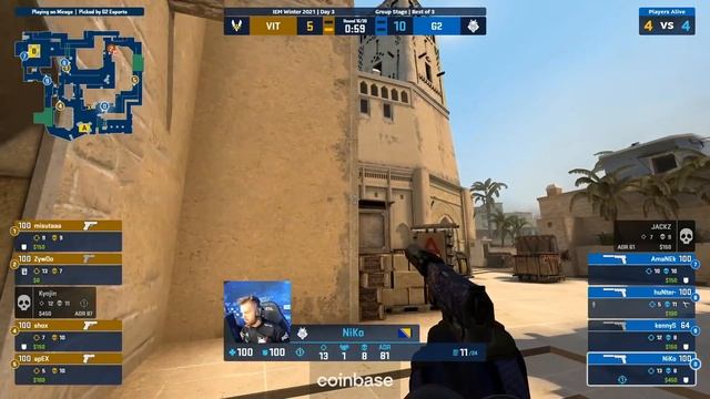 Vitality vs. G2 - Map 2 Mirage - IEM Winter 2021 смотреть онлайн