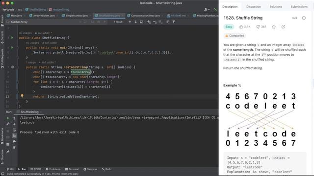 Shuffle String 1528 | Leetcode: 1528 | Java Solution Easy Solution смотреть онлайн