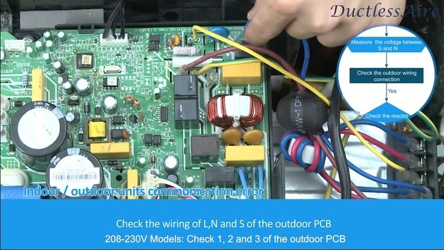 DuctlessAire Troubleshooting Error code E1 communication error смотреть онлайн