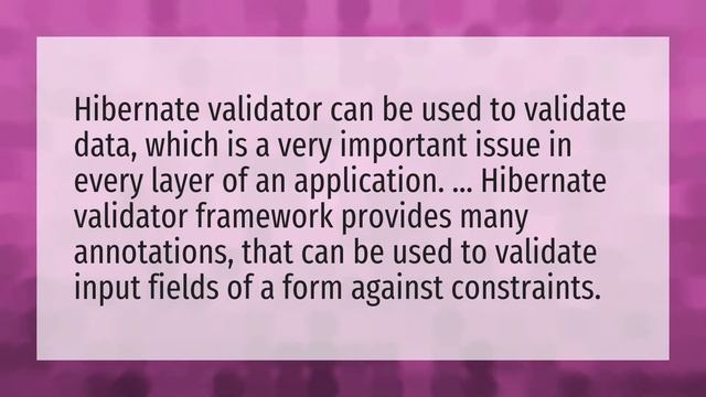 What is Hibernate Validator framework? смотреть онлайн