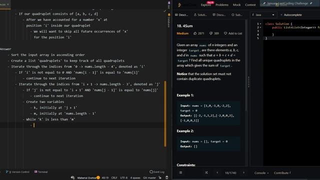 4 Sum - Leetcode 18 - Java смотреть онлайн