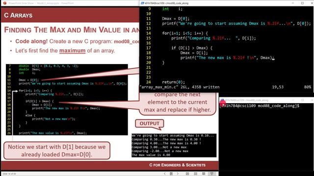 8.1(b) - Finding the Max and Min Value of an Array in C смотреть онлайн