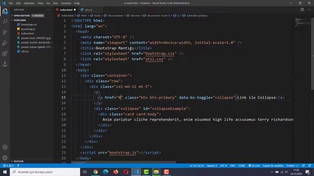 Bootstrap Collapse Açılabilir Alanlar - Bootstrap 5 ile Responsive Tasarım Dersleri 2020 смотреть онлайн