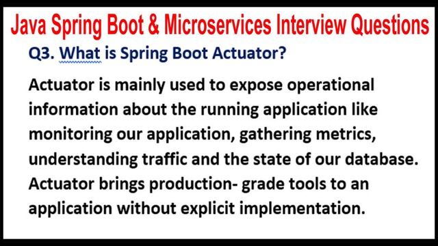 Java Spring Boot & Microservices Interview Questions | Q3. What is Spring Boot Actuator? смотреть онлайн