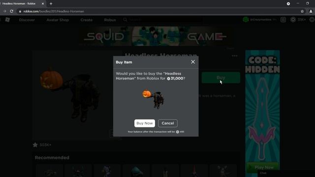 Buying the Headless Horseman [Roblox] смотреть онлайн