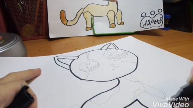 РИСУЕМ КОШКУ СТОЯЧКУ!!! смотреть онлайн