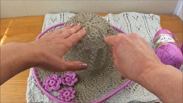 Летняя ажурная шляпка связана крючком из льна ????? ? ?? ? ? ? смотреть онлайн