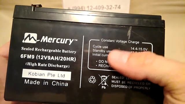 Аккумулятор UPS Mercury 12V-9Ah 6FM9 в Баку  Bakida