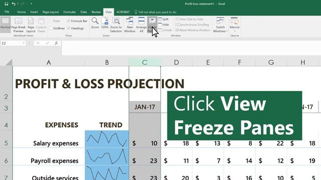 Freeze rows and columns IN EXCEL смотреть онлайн