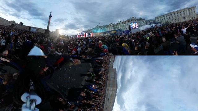 4K 360° | СПб, Дворцовая площадь, СКА празднует кубок с группировкой Ленинград смотреть онлайн