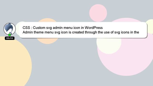 CSS : Custom svg admin menu icon in WordPress смотреть онлайн