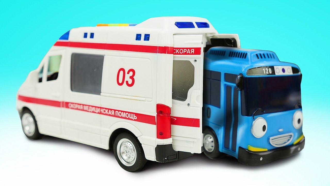 Машина помощники - Автобус Тайо на заправке. Видео про машинки для детей развивающее смотреть онлайн