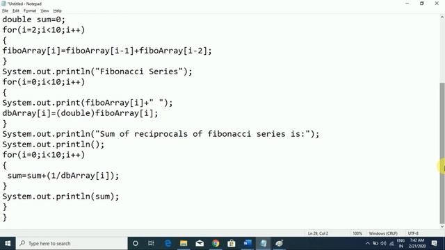 Program in Java to Generate Sum of Reciprocals of Fibonacci Series смотреть онлайн