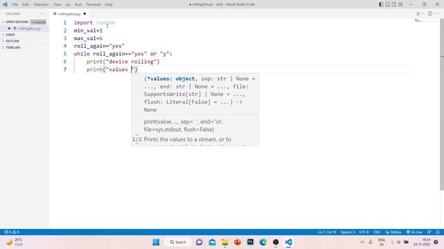 Random dice rolling using python || Beginner Project || смотреть онлайн