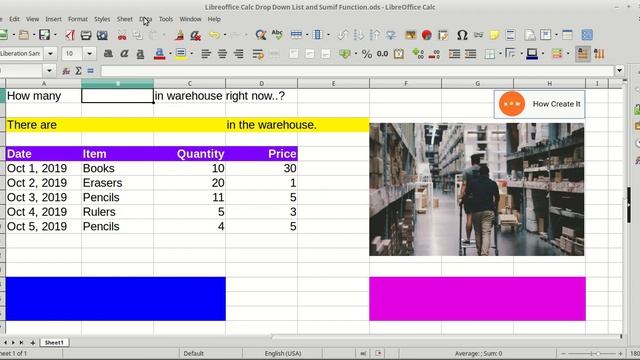 LibreOffice Training: LibreOffice Calc Drop Down List And Sumif Function