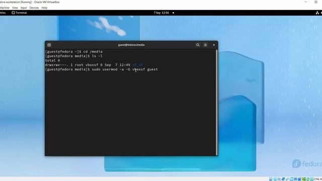 Setting up a shared folder for Fedora Workstation 36 in Oracle VM VirtualBox 6.1.xx. смотреть онлайн
