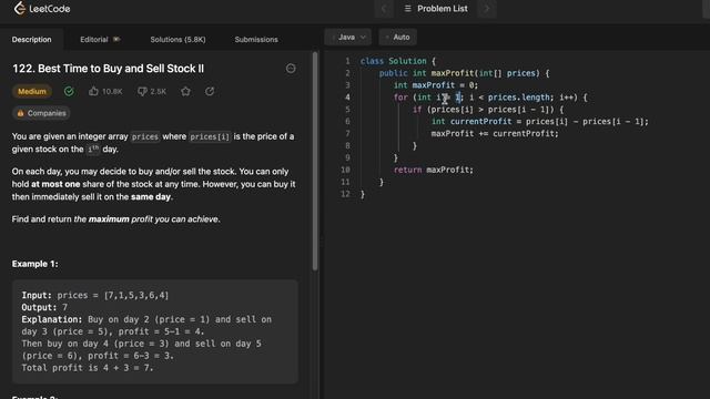 Leetcode | 122. Best Time to Buy and Sell Stock II | Medium | Java Solution смотреть онлайн