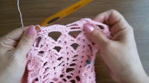 Летний топ с круглой кокеткой крючком.Часть3.Summer top with round crocheted yoke.Part3.