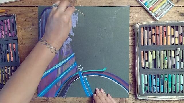 Рисунок пастелью #4 | ВЕЛОСИПЕД И ЦВЕТЫ смотреть онлайн
