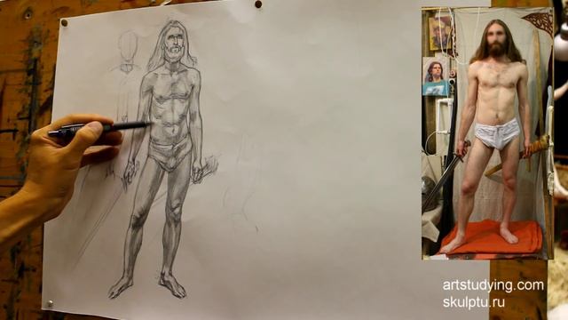 Контрапост "исторический" (2). Обучение рисунку.Фигура. 40 серия. смотреть онлайн