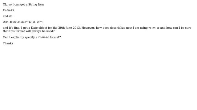 Salesforce: JSON.deserialise a date смотреть онлайн