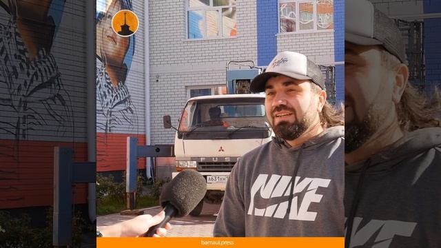 На фасаде детского сада №273 «Стрижи» рисуют тематическую граффити-картину смотреть онлайн