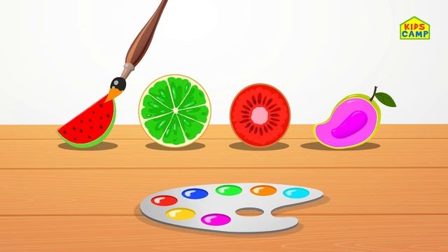 Learn To Color | Slice and Color The Fruits | Fun Learning Videos by KidsCamp смотреть онлайн