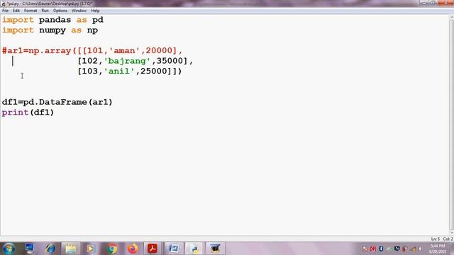 Pandas video 9 Creation of DataFrame part1 смотреть онлайн