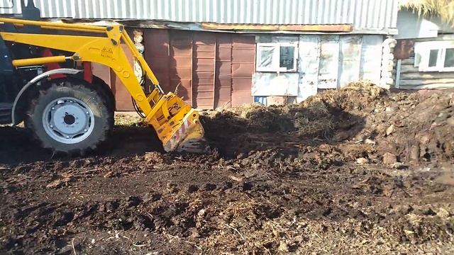 Мтз 92П грузит навоз. смотреть онлайн