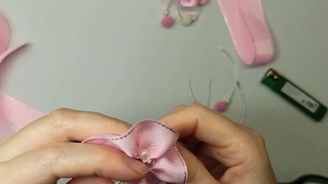 Самые МИЛЫЕ БАНТИКИ/Розовые бантики/Бантики с бусинками/МК/DIY/Ribbon bow/tutorial смотреть онлайн
