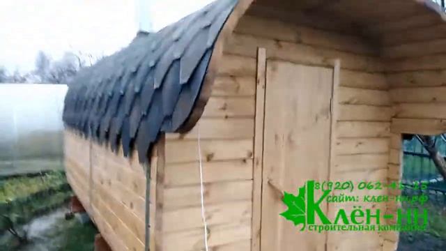 Баня бочка Квадро 4 метра с козырьком под ключ в Дзержинске смотреть онлайн