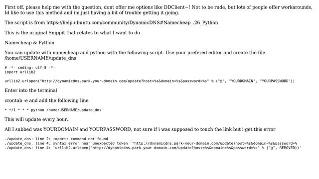Troubleshoot Python script to update Dynamic DNS with NameCheap (Script from Help Ubuntu) смотреть онлайн