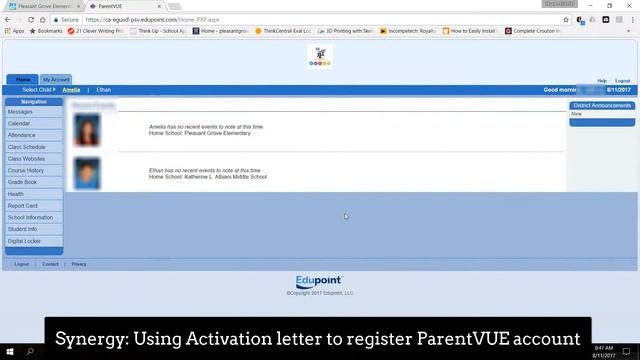 Synergy ParentVUE Registration смотреть онлайн
