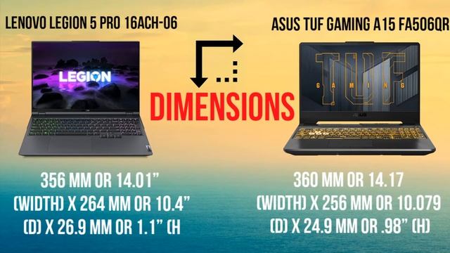 Lenovo Legion 5 Pro RTX3070 +5800H 16ACH-06) VS ASUS TUF Gaming A15 FA506QR specifactions compariso смотреть онлайн