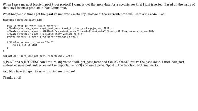 Wordpress: Get new post meta data when (custom) post is saved смотреть онлайн