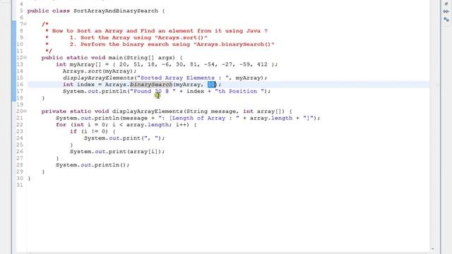 JAVA HOW TO SORT AN ARRAY AND FIND AN ELEMENT USING BINARY SEARCH смотреть онлайн