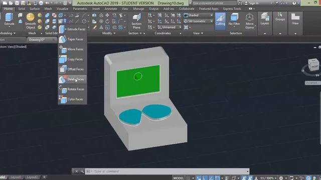 Autocad 3D How To offset, delete, color edges смотреть онлайн
