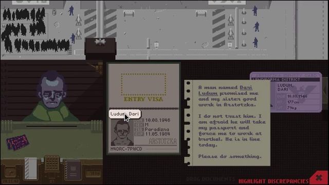 Papers, Please: How to detain Dari Ludum on Day 6 смотреть онлайн