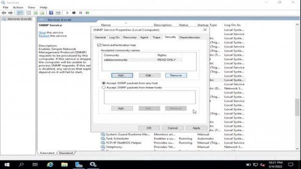 SNMP Installation on Windows Server & to Monitor in Zabbix Server