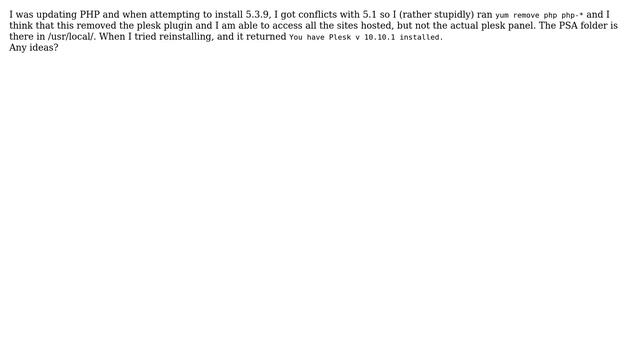 DevOps & SysAdmins: Updated PHP from 5.1 to 5.3.9 and accidentally uninstalled Plesk (Linux) смотреть онлайн