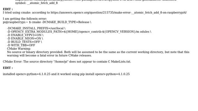 Raspberry Pi: opencv not working on Python3 смотреть онлайн