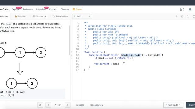 Leetcode 83: Remove Duplicates from Sorted List - Swift Programming Language смотреть онлайн