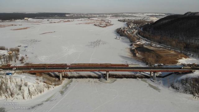 Текущее состояние строительства автомобильного моста через реку Сок / конец января 2021 г./ Самара смотреть онлайн