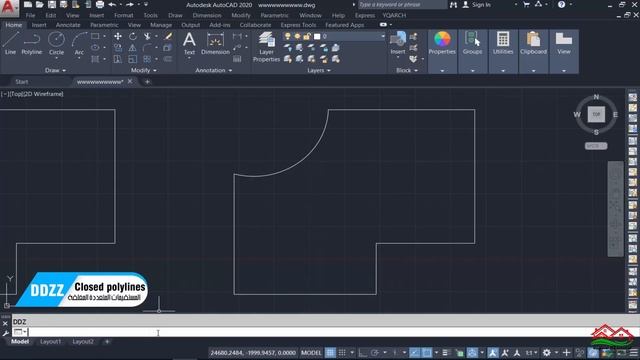 اضغط داخل أي شكل أو اختاره تظهر لك جميع ابعاد أضلاعه دفعة واحدة (تعليم اضافة YQArch) على AutoCAD смотреть онлайн