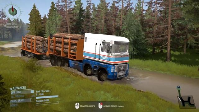 Spintires Mudrunner - Renault Magnum 8x8 Trailer Truck - Offroad Transport Log, Cross Wooden Bridg смотреть онлайн