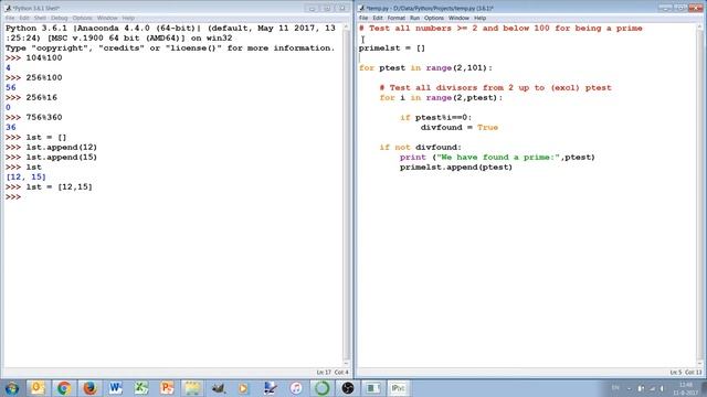 6 Playing with loops, modulo operator (%) and appending lists (prime generator) (AE1205 Python) смотреть онлайн