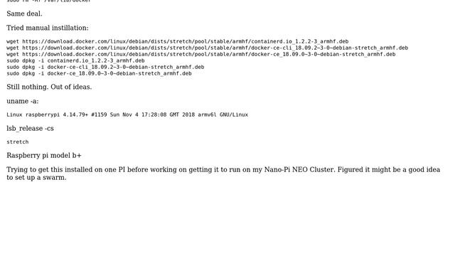 Raspberry Pi: Unable to get docker to run смотреть онлайн