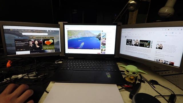 Triple Portable Monitor Setup - FOPO 13.3" Screen Extender смотреть онлайн