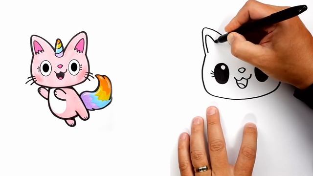 Как нарисовать Кота Единорога / учимся рисовать котика единорога смотреть онлайн